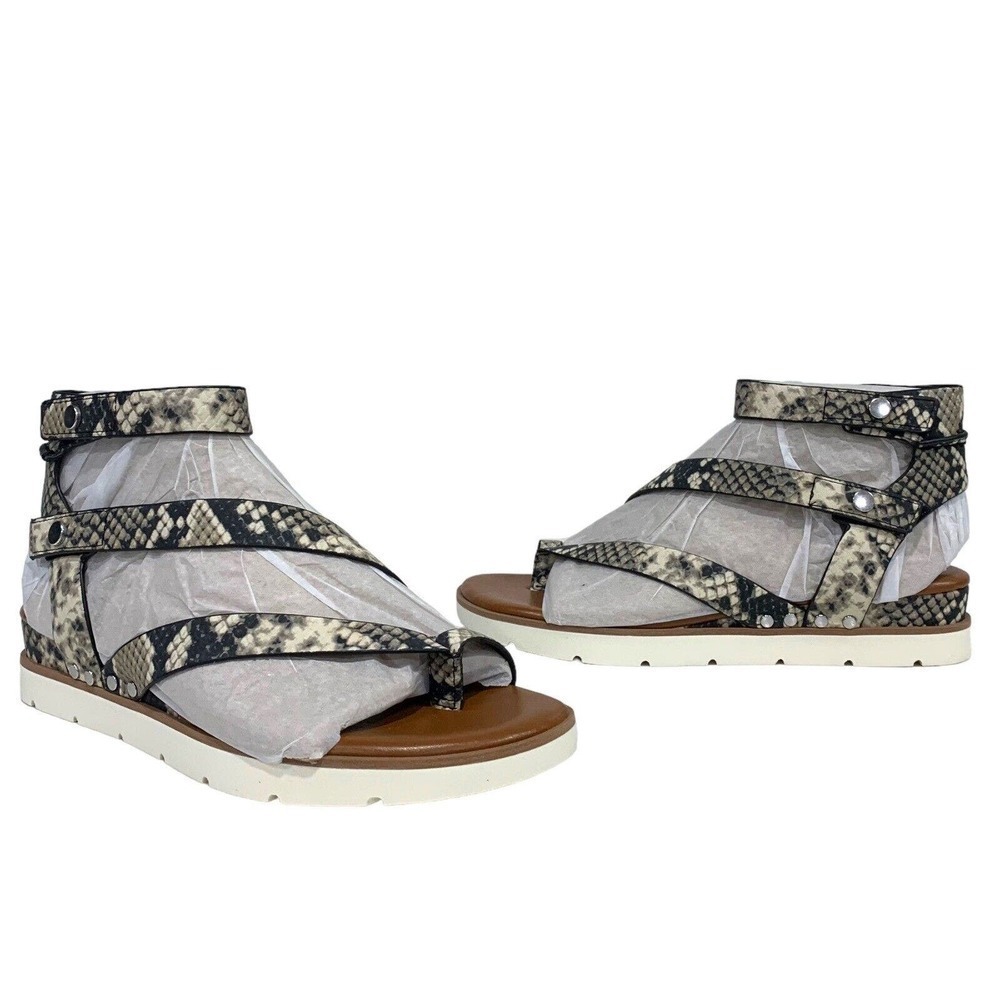 Franco Sarto | Wedge Sandal Daven Black Snake Print New Round Toe NEW
